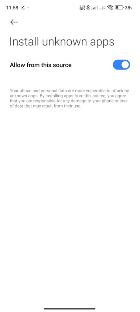 a screenshot of a phone.
Installation process of apk file